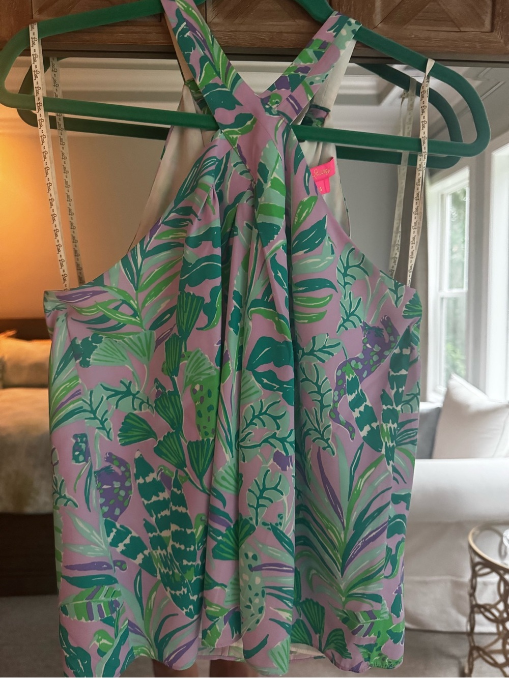 Lilly Pulitzer Lavender Halter with Green & Teal Botanical Print
